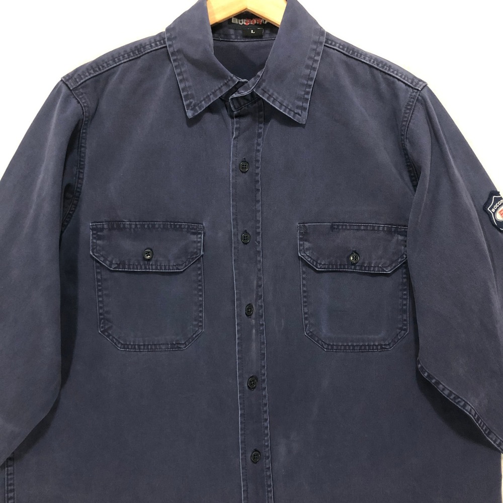 Bocomal Mens‎ Navy Blue Flame Resistant FR Work Shirt NFPA 2112 Size Large